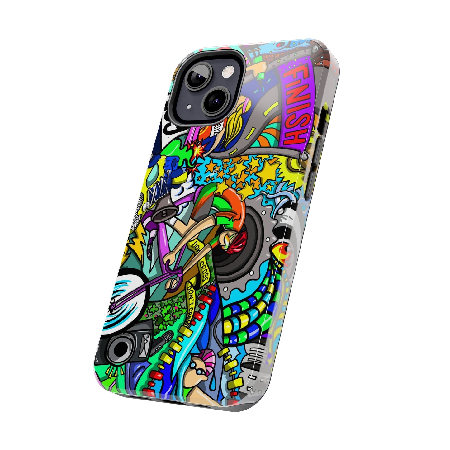 Colorful Triathlete Mural iPhone Case | Swim, Bike, Run Art | Lightweight & Impact-Resistant