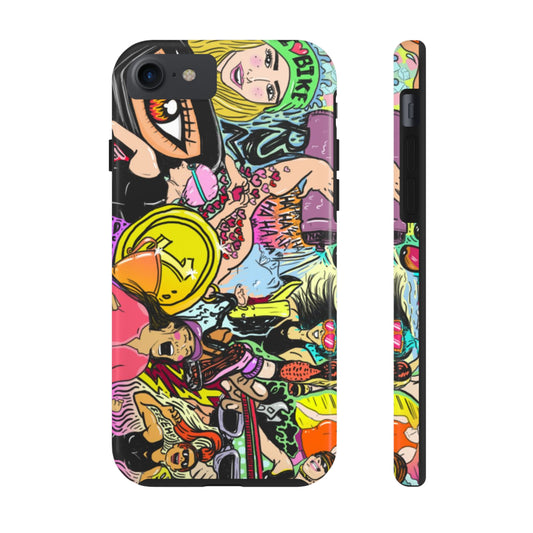 Colorful Graffiti Triathlon iPhone Case | Badass Women Triathletes | Impact-Resistant & Wireless Charging