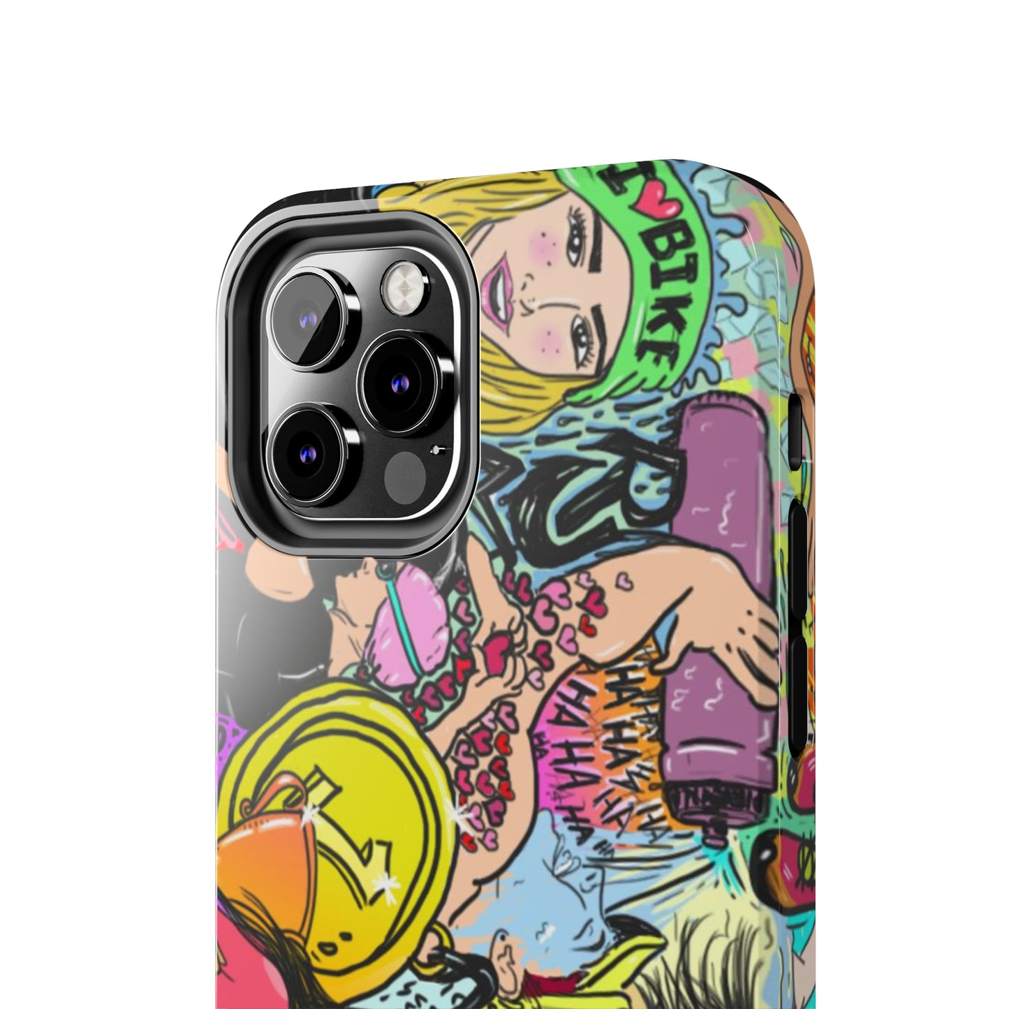 Colorful Graffiti Triathlon iPhone Case | Badass Women Triathletes | Impact-Resistant & Wireless Charging