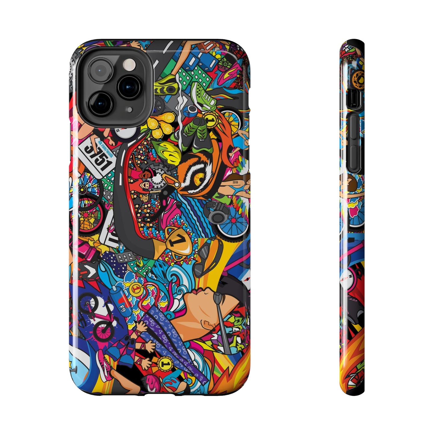 Diverse Women's Triathlete Mural iPhone Case | Swim, Bike, Run Art | Lightweight & Impact-Resistant