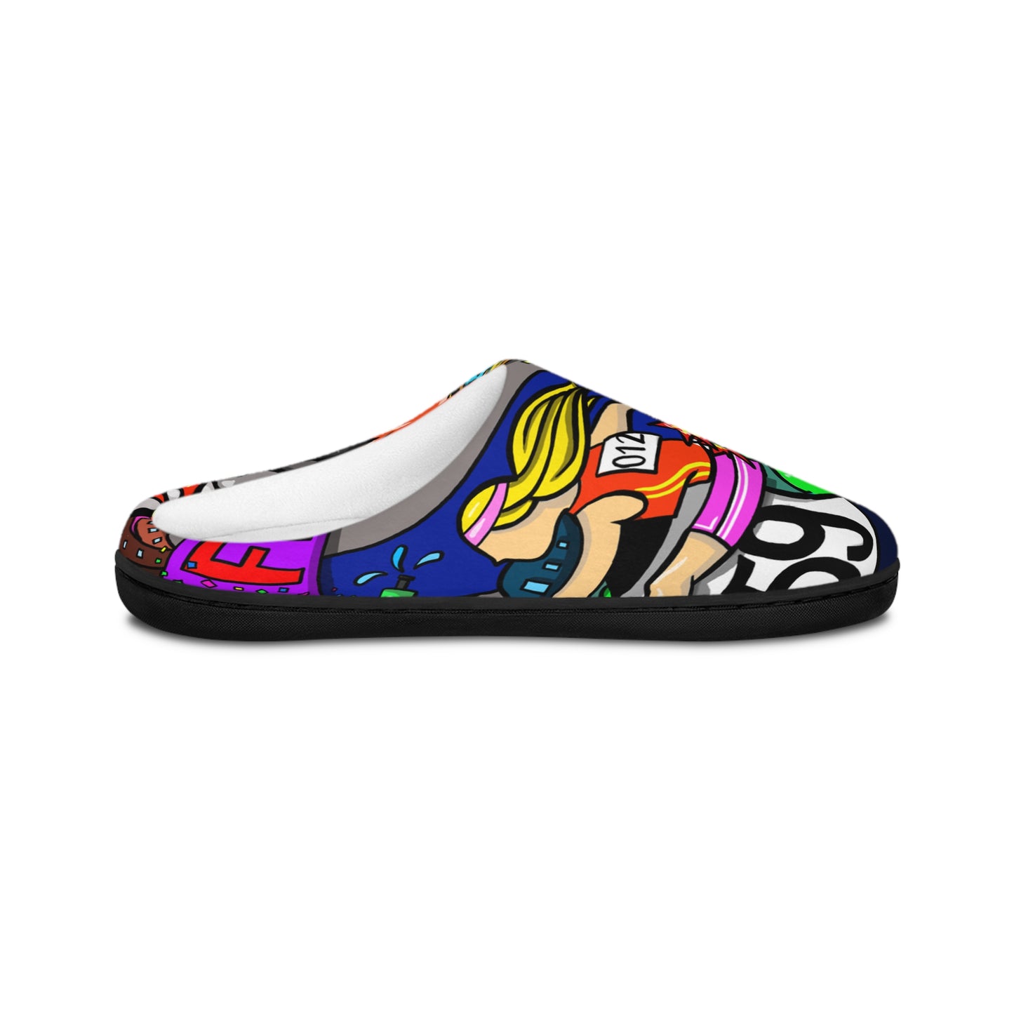 Whimsical Colorful Running-Themed Slippers | Soft Flannel Fleece | Anti-Skid Sole