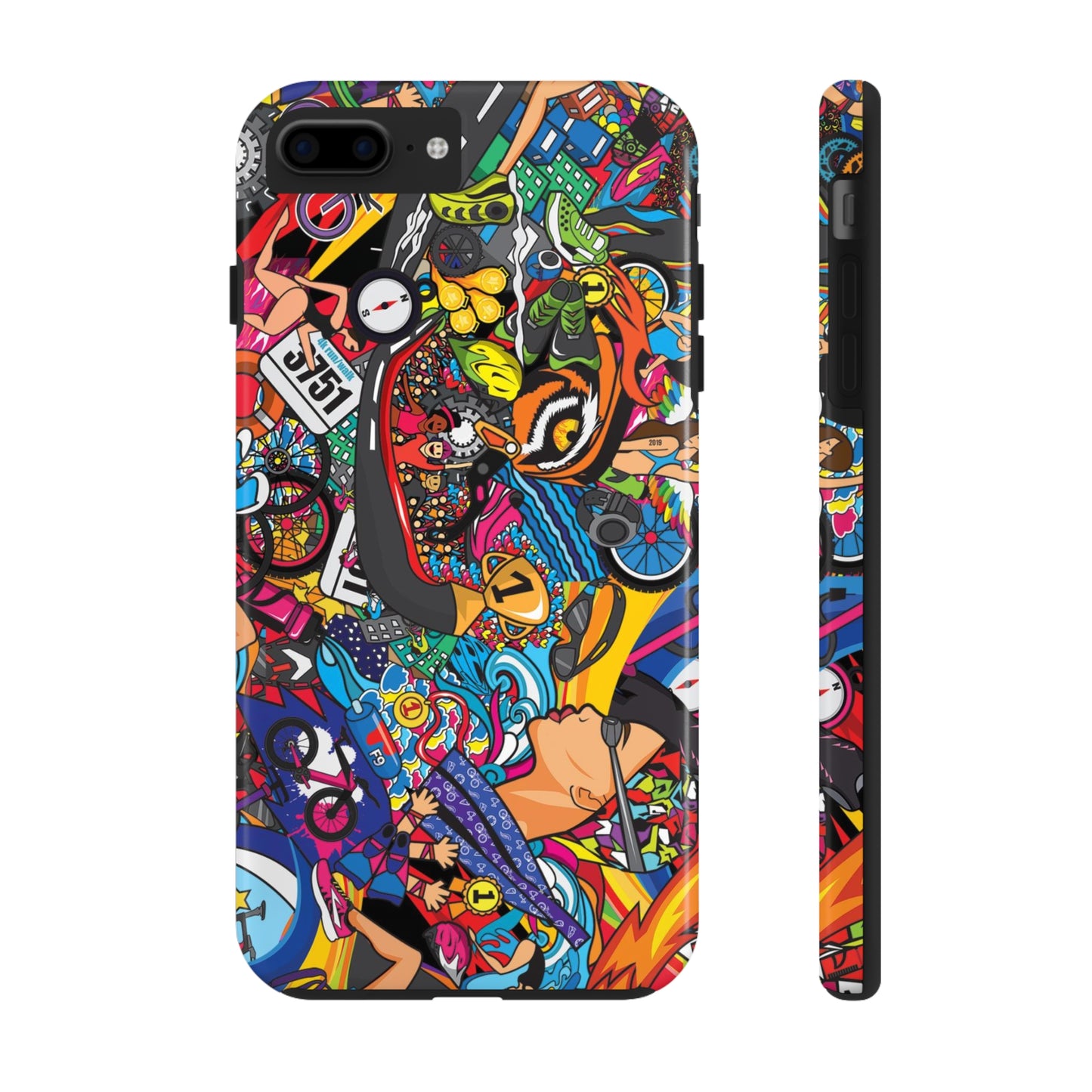 Diverse Women's Triathlete Mural iPhone Case | Swim, Bike, Run Art | Lightweight & Impact-Resistant