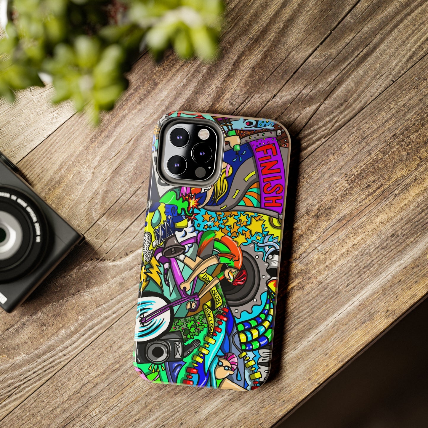 Colorful Triathlete Mural iPhone Case | Swim, Bike, Run Art | Lightweight & Impact-Resistant