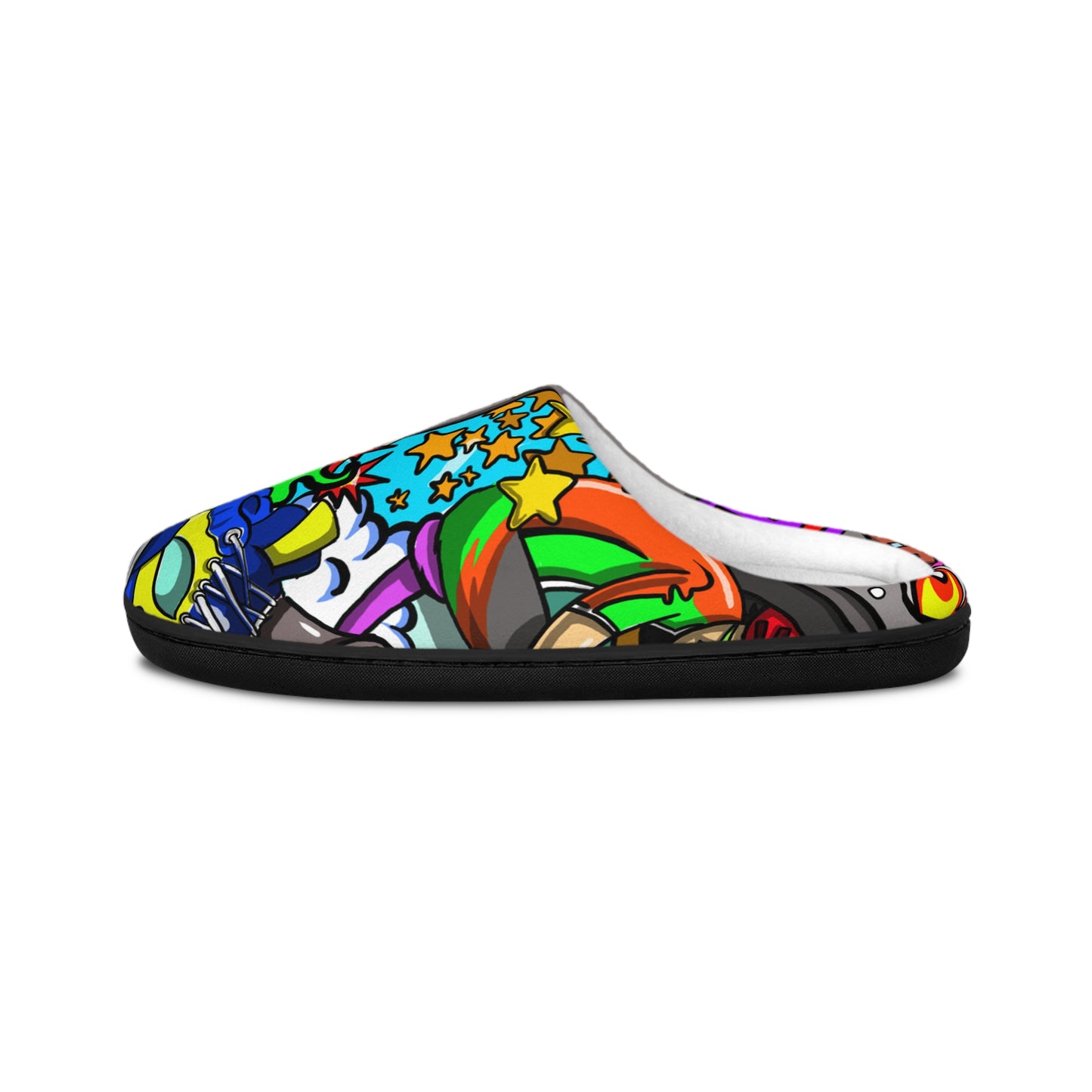 Whimsical Colorful Running-Themed Slippers | Soft Flannel Fleece | Anti-Skid Sole