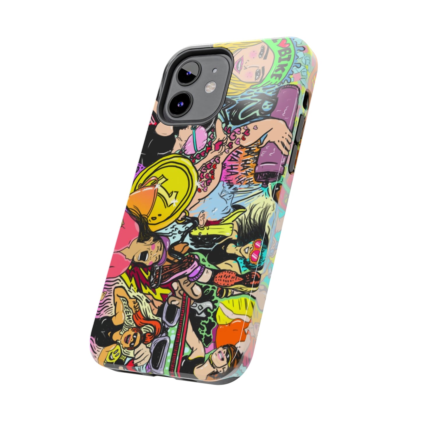 Colorful Graffiti Triathlon iPhone Case | Badass Women Triathletes | Impact-Resistant & Wireless Charging