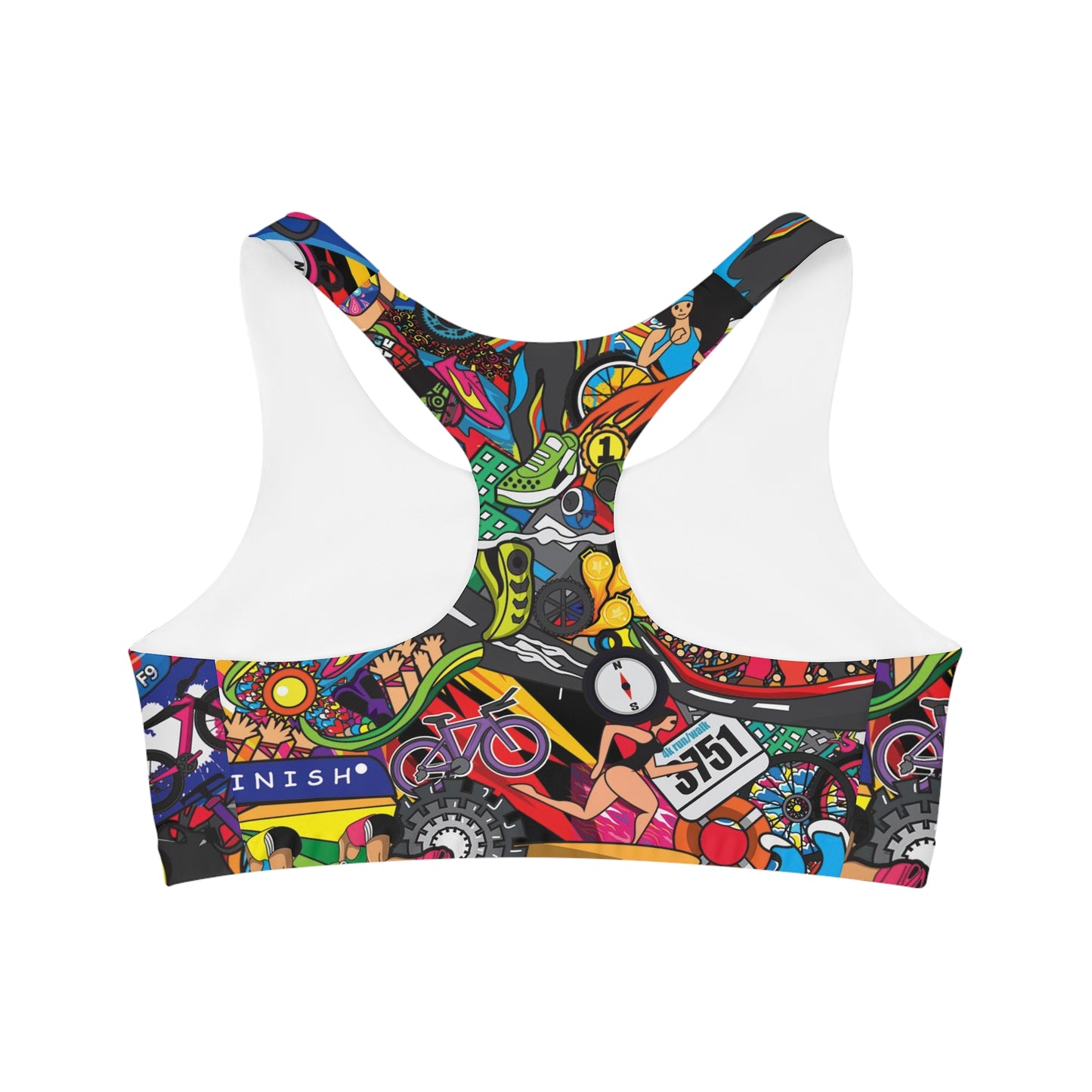 Triathlon-Inspired Seamless Women's Sports Bra | Artistic Mural Design