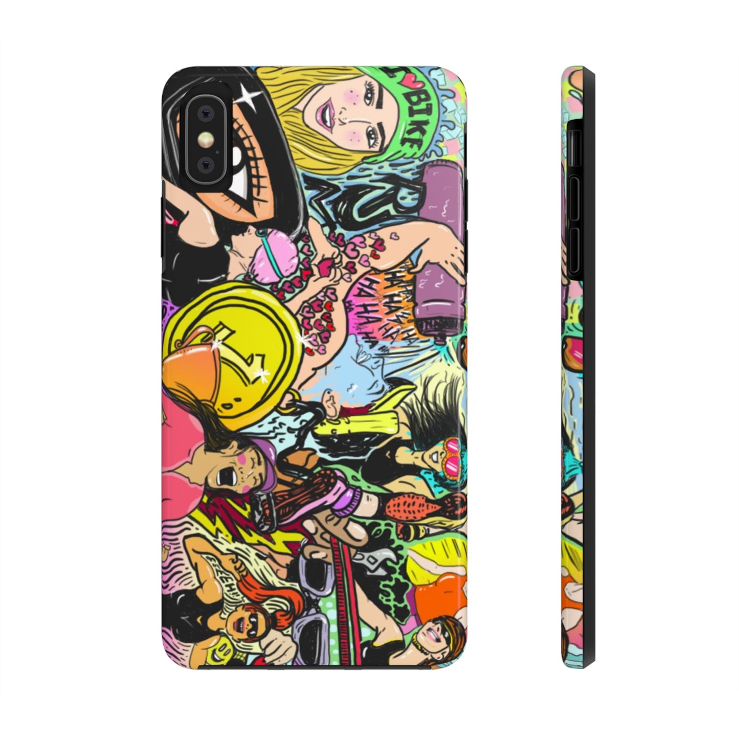 Colorful Graffiti Triathlon iPhone Case | Badass Women Triathletes | Impact-Resistant & Wireless Charging