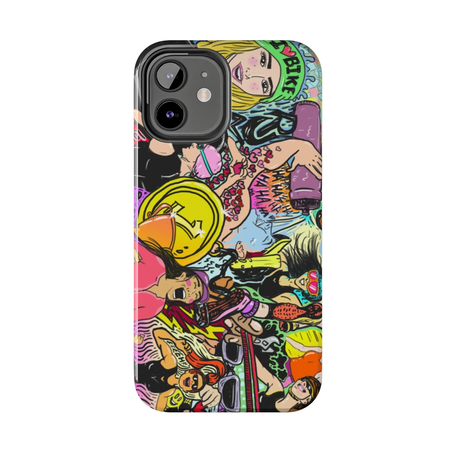 Colorful Graffiti Triathlon iPhone Case | Badass Women Triathletes | Impact-Resistant & Wireless Charging