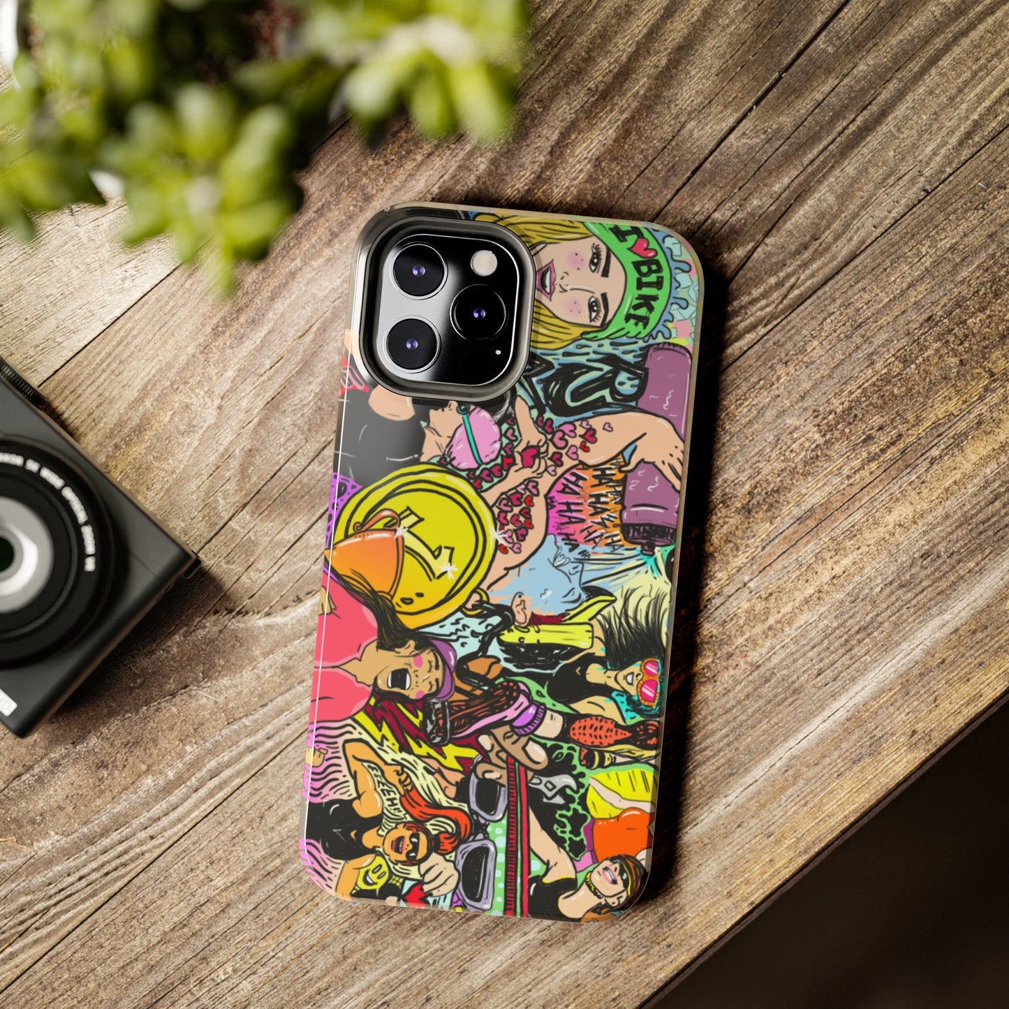 Colorful Graffiti Triathlon iPhone Case | Badass Women Triathletes | Impact-Resistant & Wireless Charging