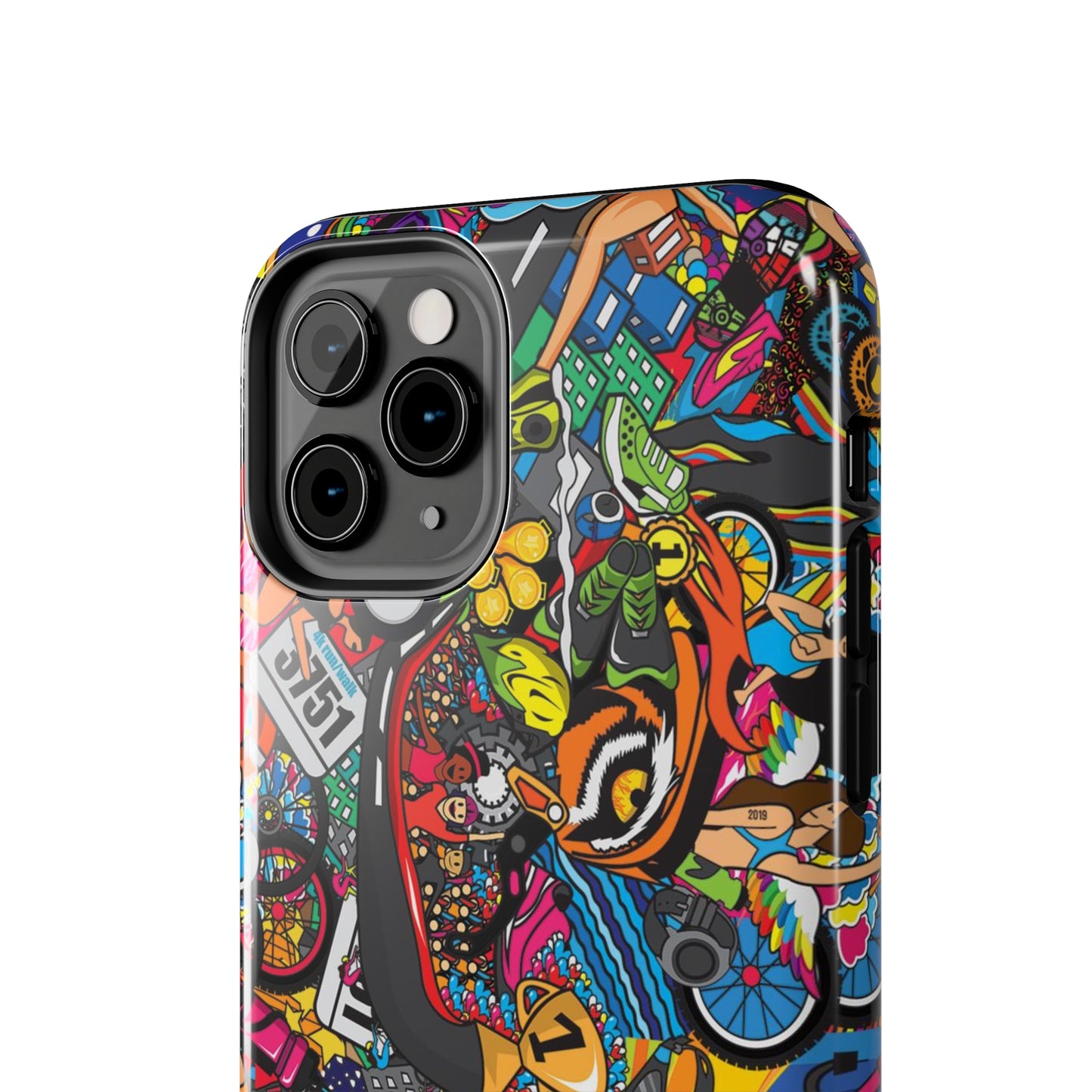 Diverse Women's Triathlete Mural iPhone Case | Swim, Bike, Run Art | Lightweight & Impact-Resistant