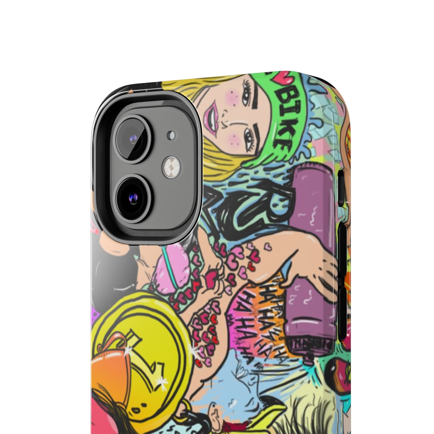 Colorful Graffiti Triathlon iPhone Case | Badass Women Triathletes | Impact-Resistant & Wireless Charging