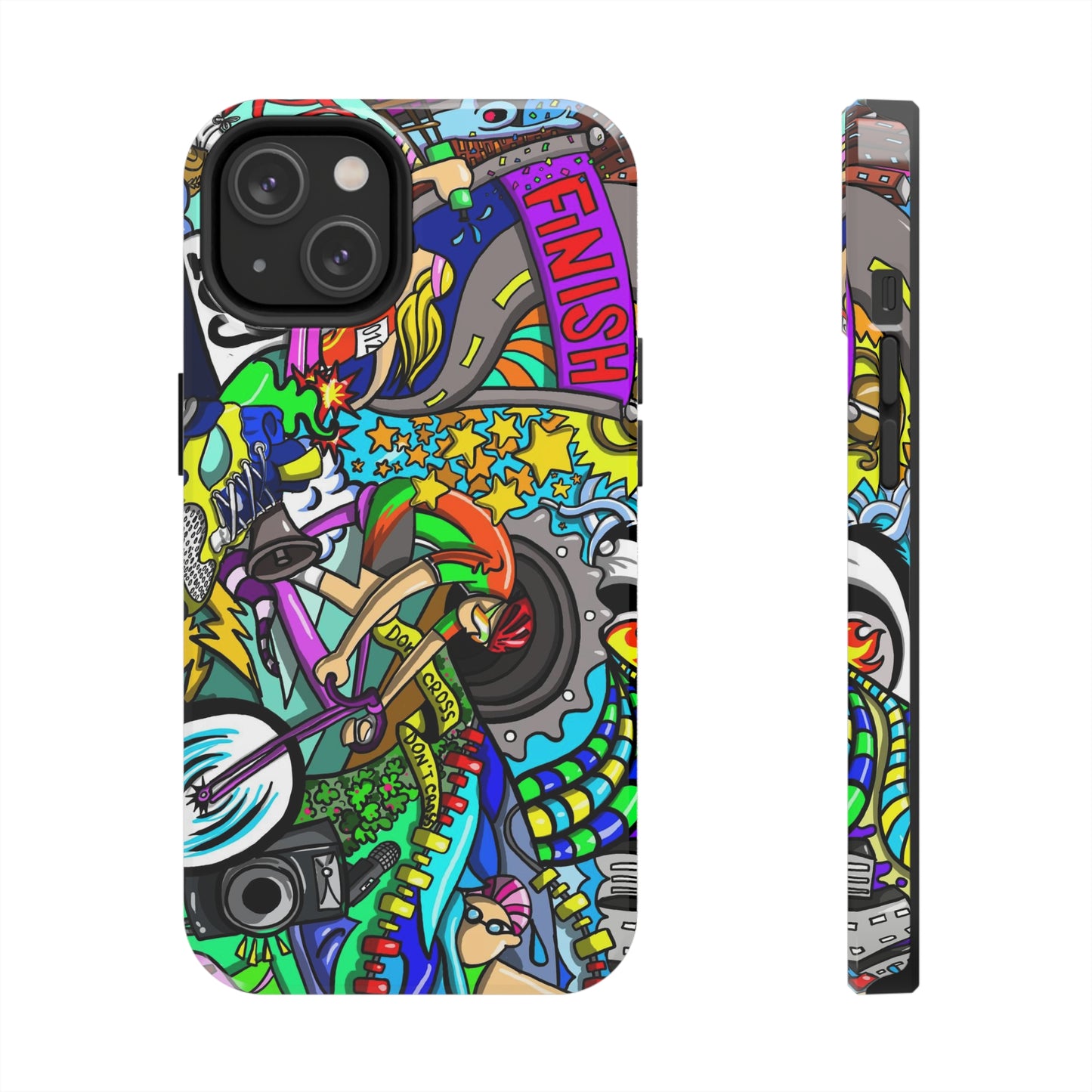 Colorful Triathlete Mural iPhone Case | Swim, Bike, Run Art | Lightweight & Impact-Resistant