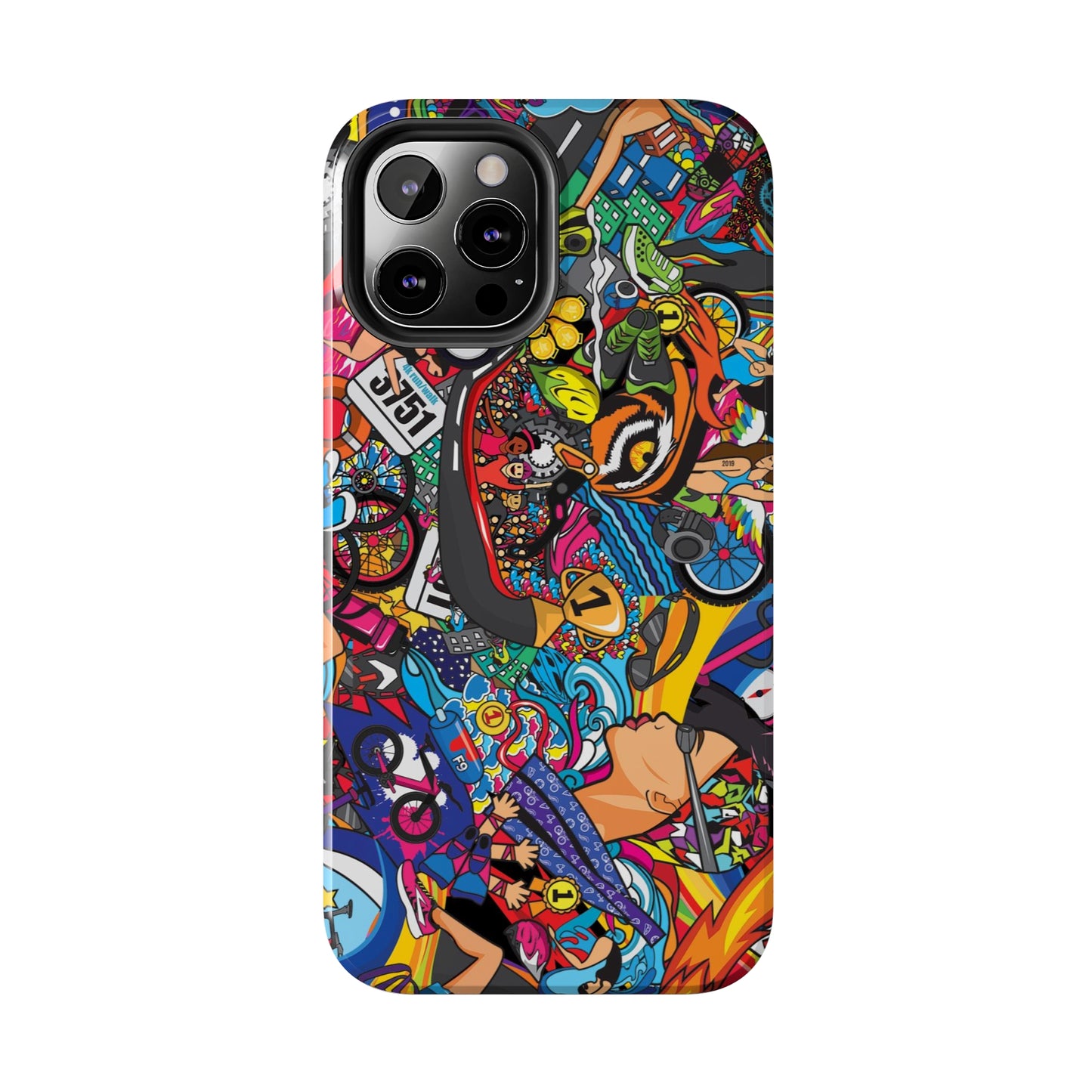 Diverse Women's Triathlete Mural iPhone Case | Swim, Bike, Run Art | Lightweight & Impact-Resistant