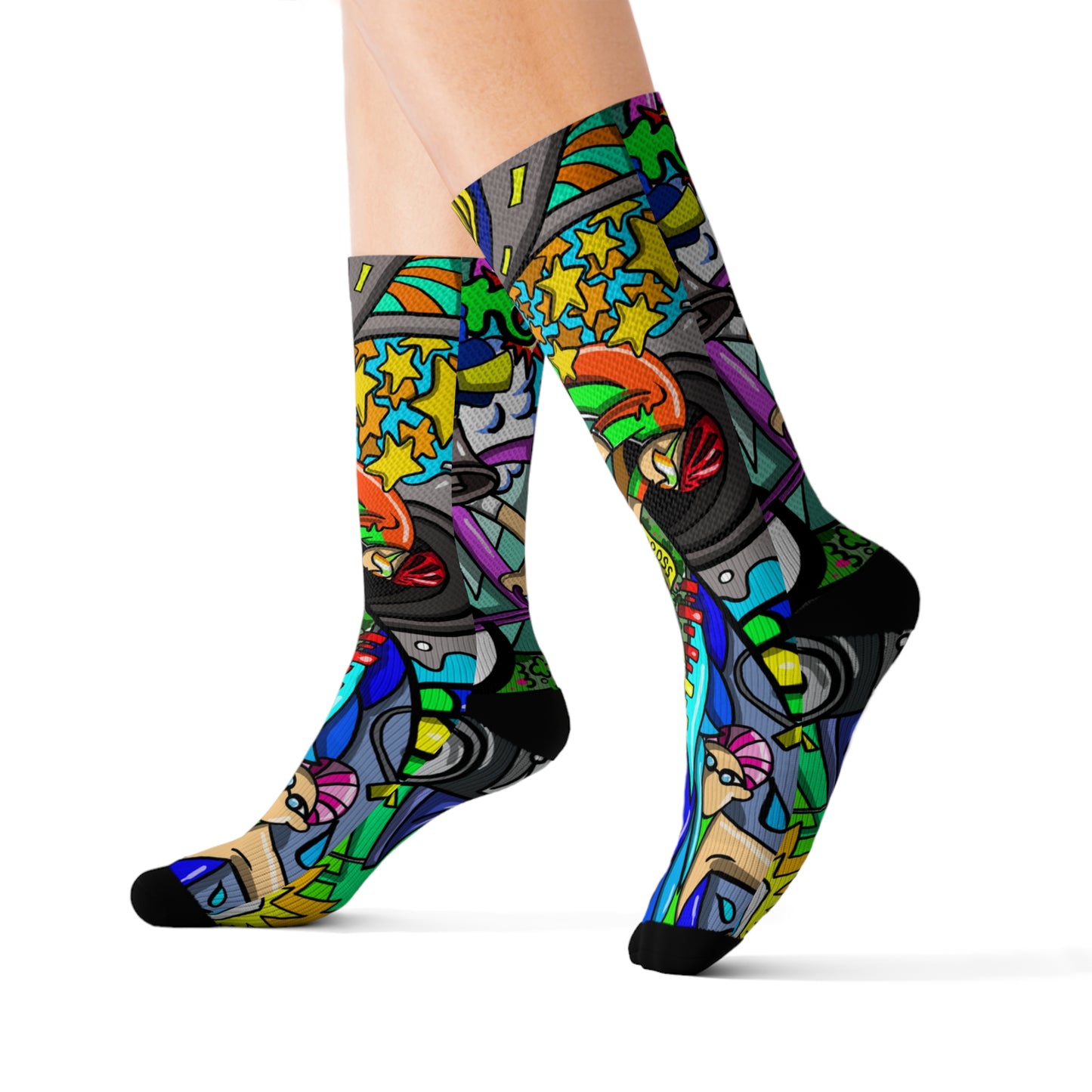 Unisex Triathlon Artistic Socks | Multisport Endurance Mural