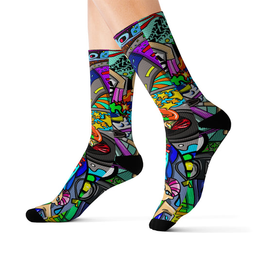 Unisex Triathlon Artistic Socks | Multisport Endurance Mural