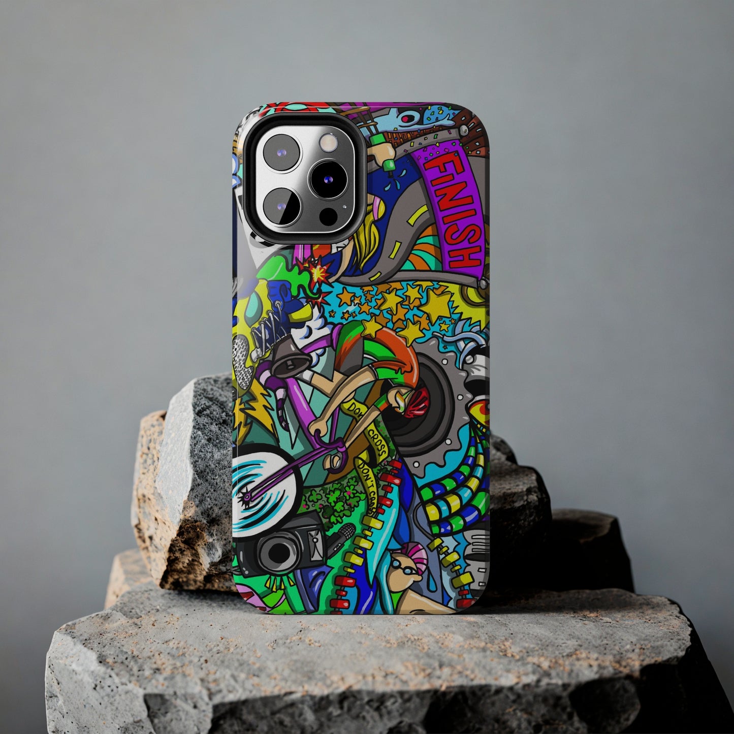 Colorful Triathlete Mural iPhone Case | Swim, Bike, Run Art | Lightweight & Impact-Resistant