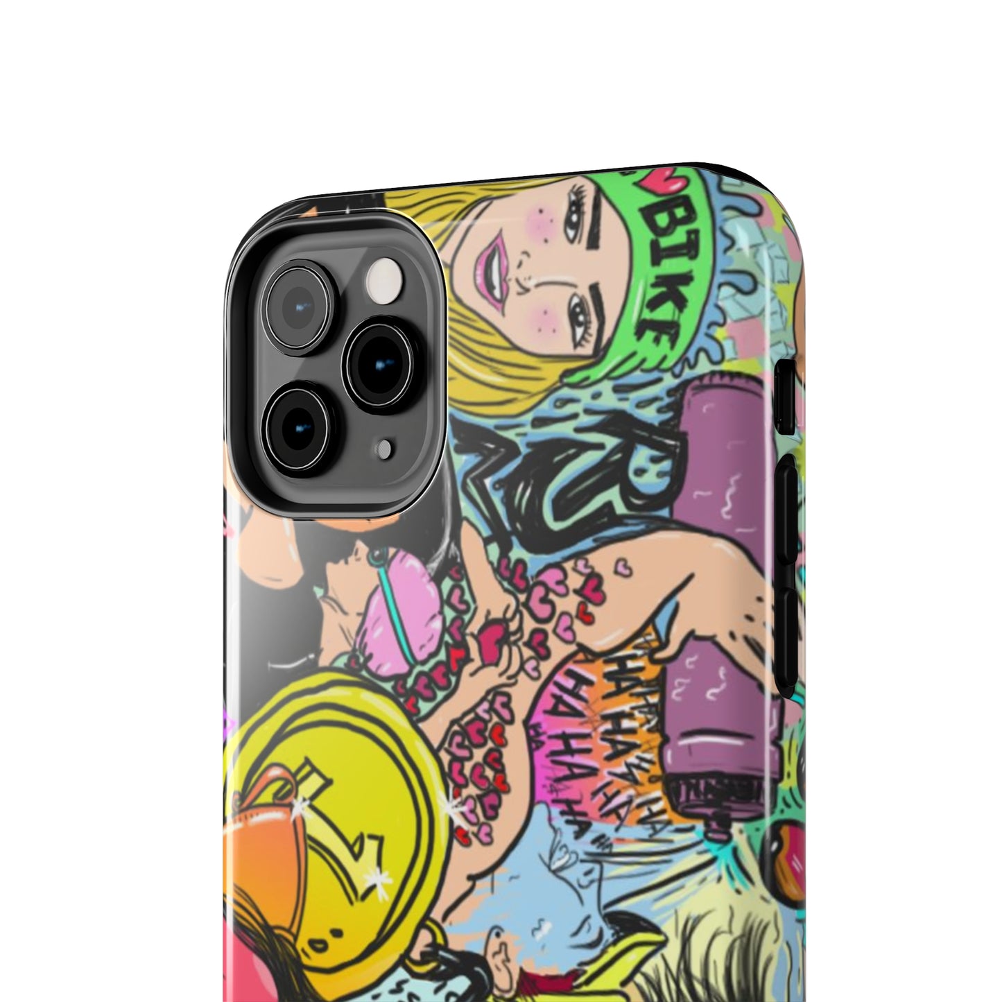 Colorful Graffiti Triathlon iPhone Case | Badass Women Triathletes | Impact-Resistant & Wireless Charging