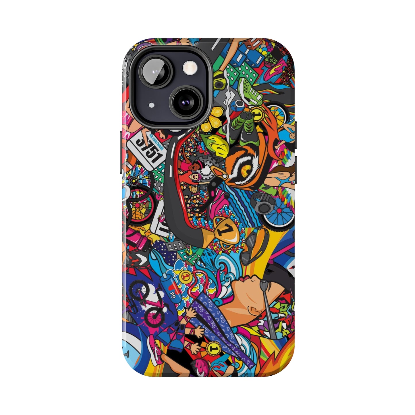 Diverse Women's Triathlete Mural iPhone Case | Swim, Bike, Run Art | Lightweight & Impact-Resistant