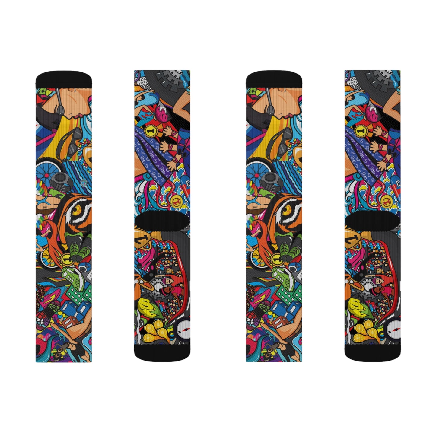 Triathlon-Inspired Women's Artistic Socks | Multisport Endurance Mural