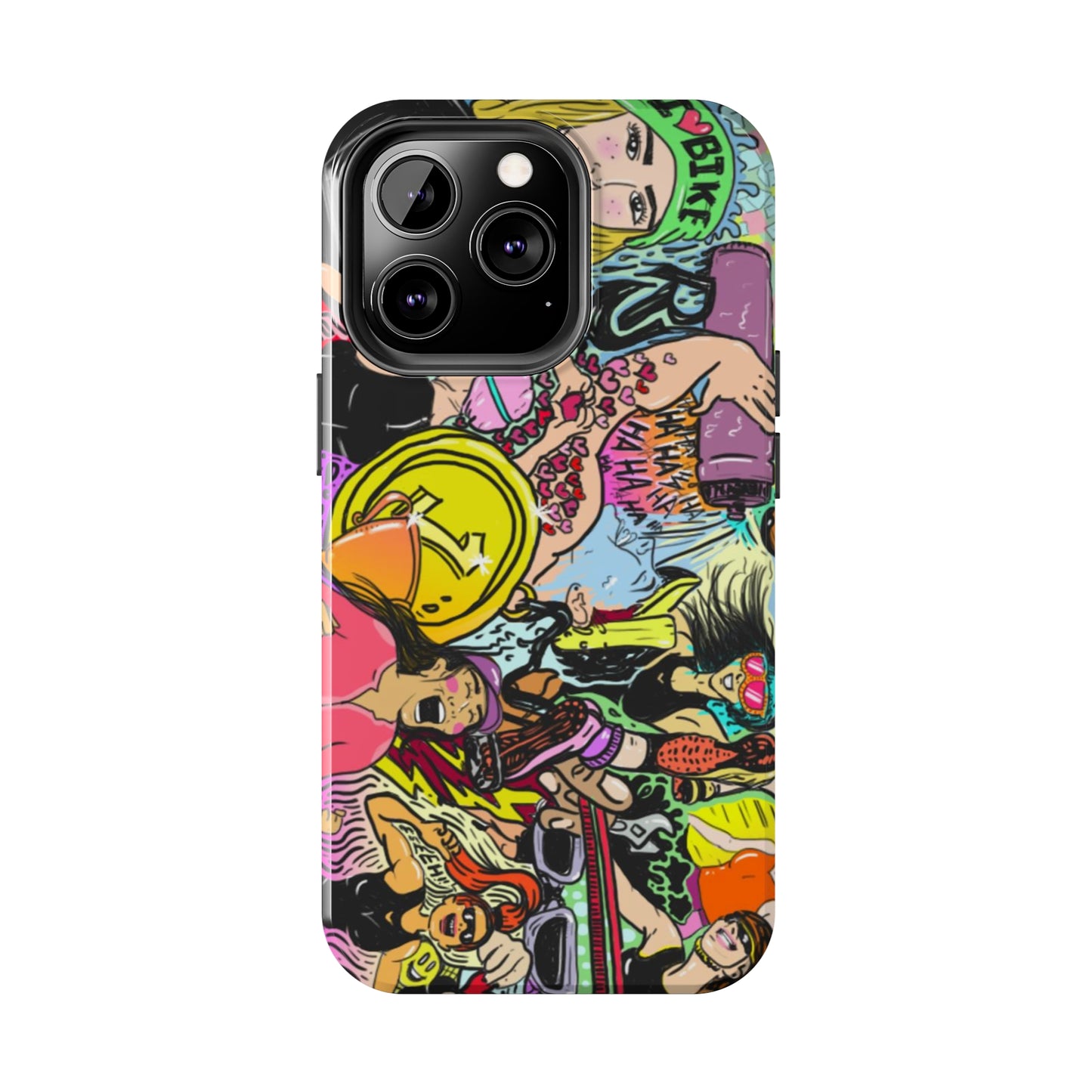 Colorful Graffiti Triathlon iPhone Case | Badass Women Triathletes | Impact-Resistant & Wireless Charging