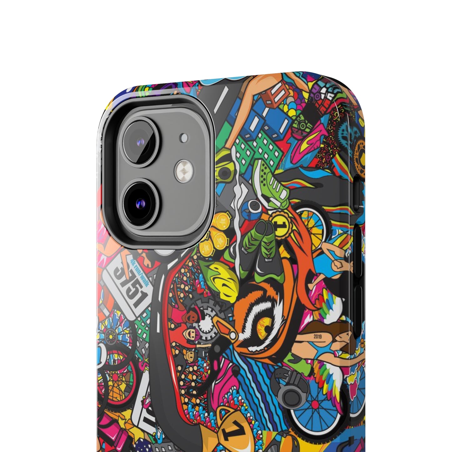 Diverse Women's Triathlete Mural iPhone Case | Swim, Bike, Run Art | Lightweight & Impact-Resistant