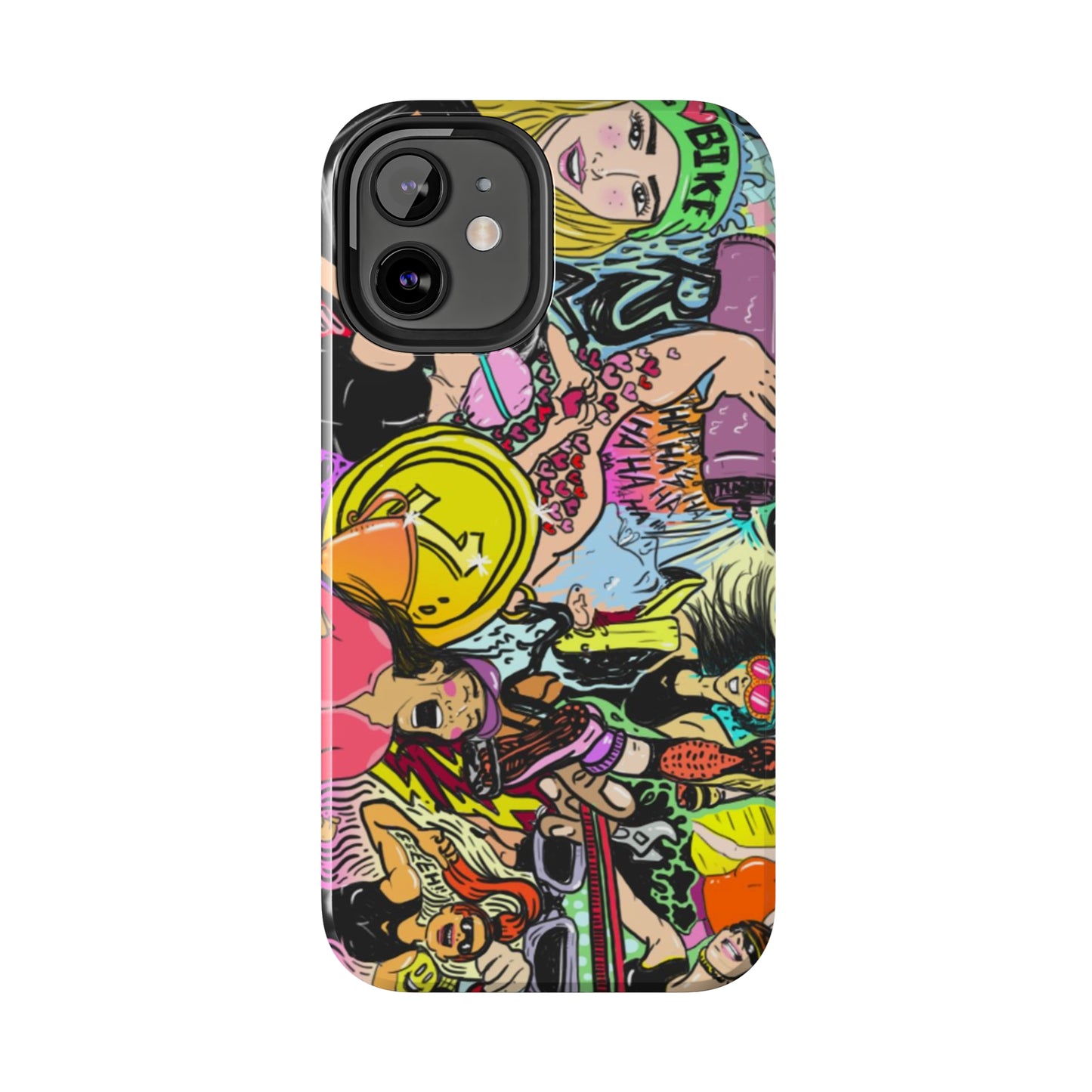 Colorful Graffiti Triathlon iPhone Case | Badass Women Triathletes | Impact-Resistant & Wireless Charging