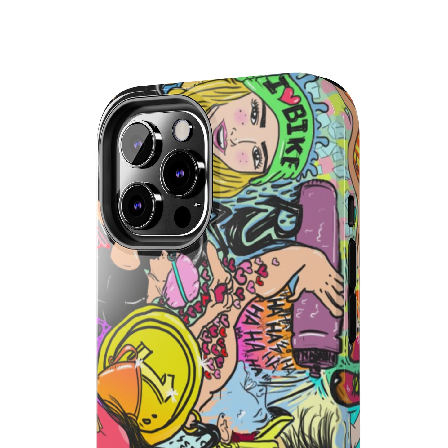 Colorful Graffiti Triathlon iPhone Case | Badass Women Triathletes | Impact-Resistant & Wireless Charging