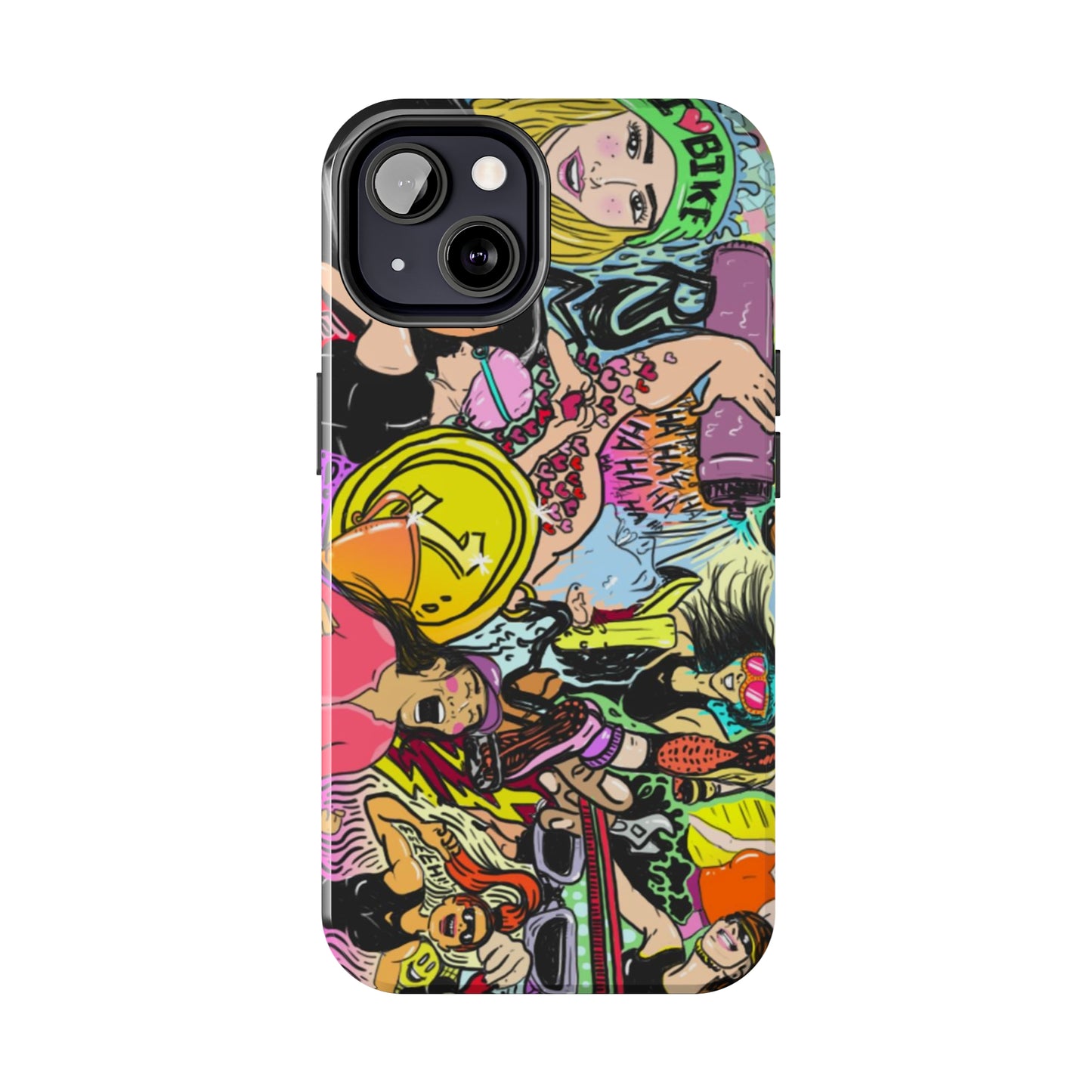 Colorful Graffiti Triathlon iPhone Case | Badass Women Triathletes | Impact-Resistant & Wireless Charging