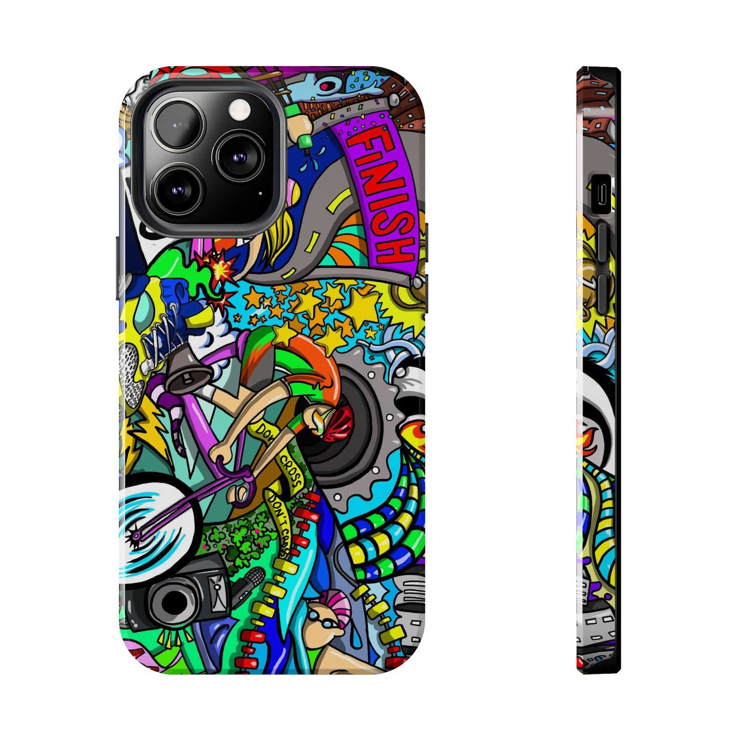 Colorful Triathlete Mural iPhone Case | Swim, Bike, Run Art | Lightweight & Impact-Resistant