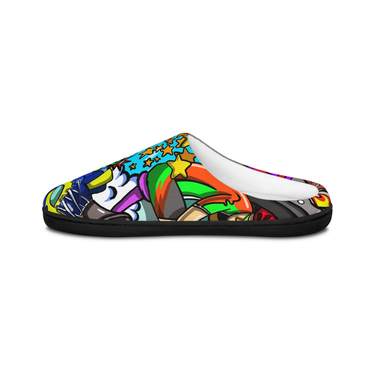 Whimsical Colorful Running-Themed Slippers | Soft Flannel Fleece | Anti-Skid Sole