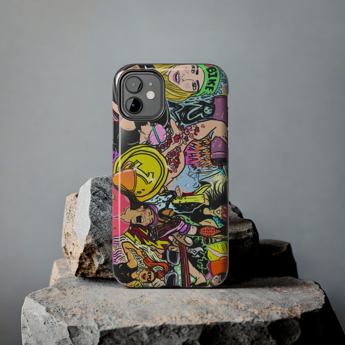 Colorful Graffiti Triathlon iPhone Case | Badass Women Triathletes | Impact-Resistant & Wireless Charging