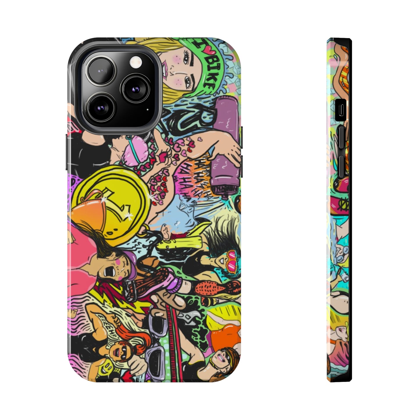 Colorful Graffiti Triathlon iPhone Case | Badass Women Triathletes | Impact-Resistant & Wireless Charging