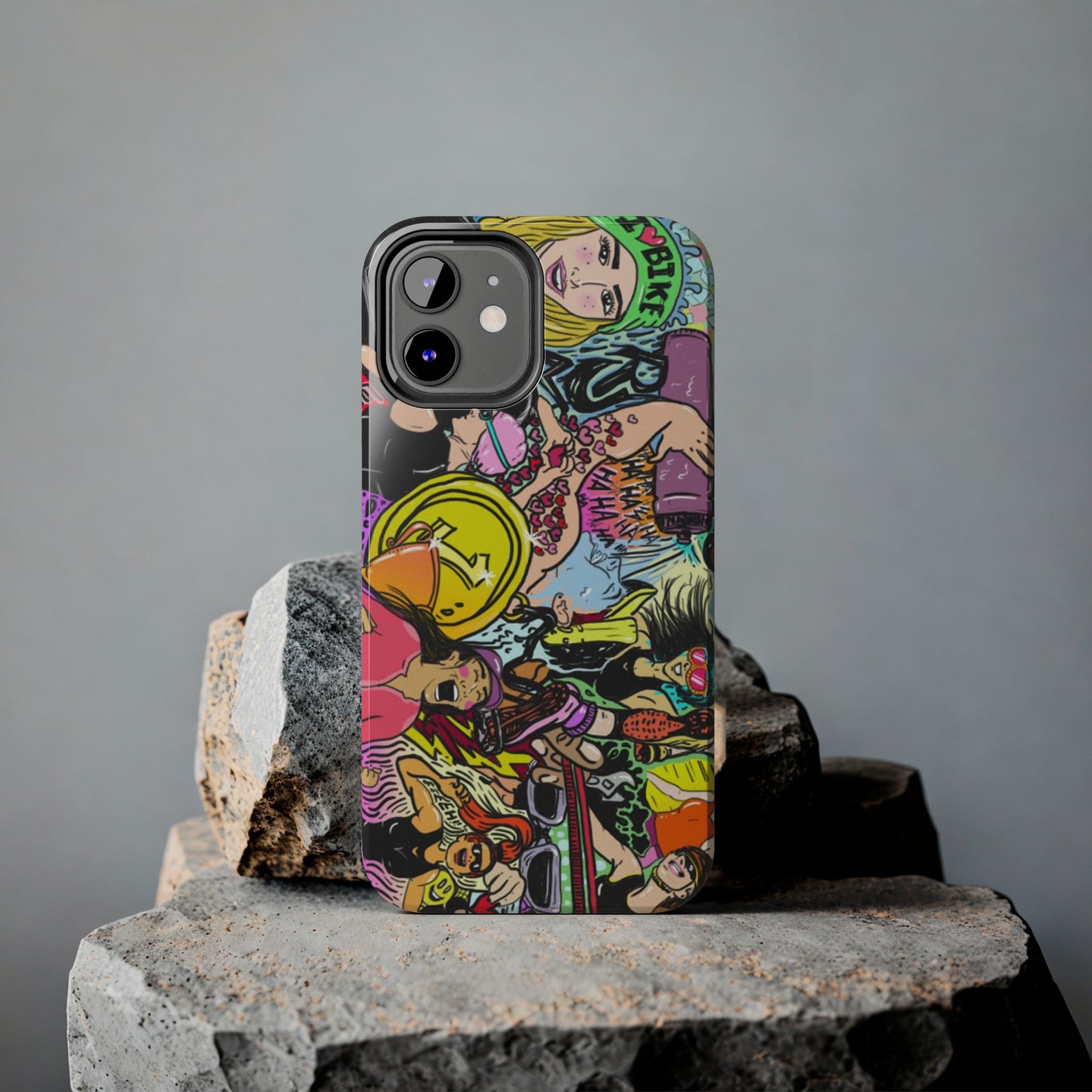 Colorful Graffiti Triathlon iPhone Case | Badass Women Triathletes | Impact-Resistant & Wireless Charging