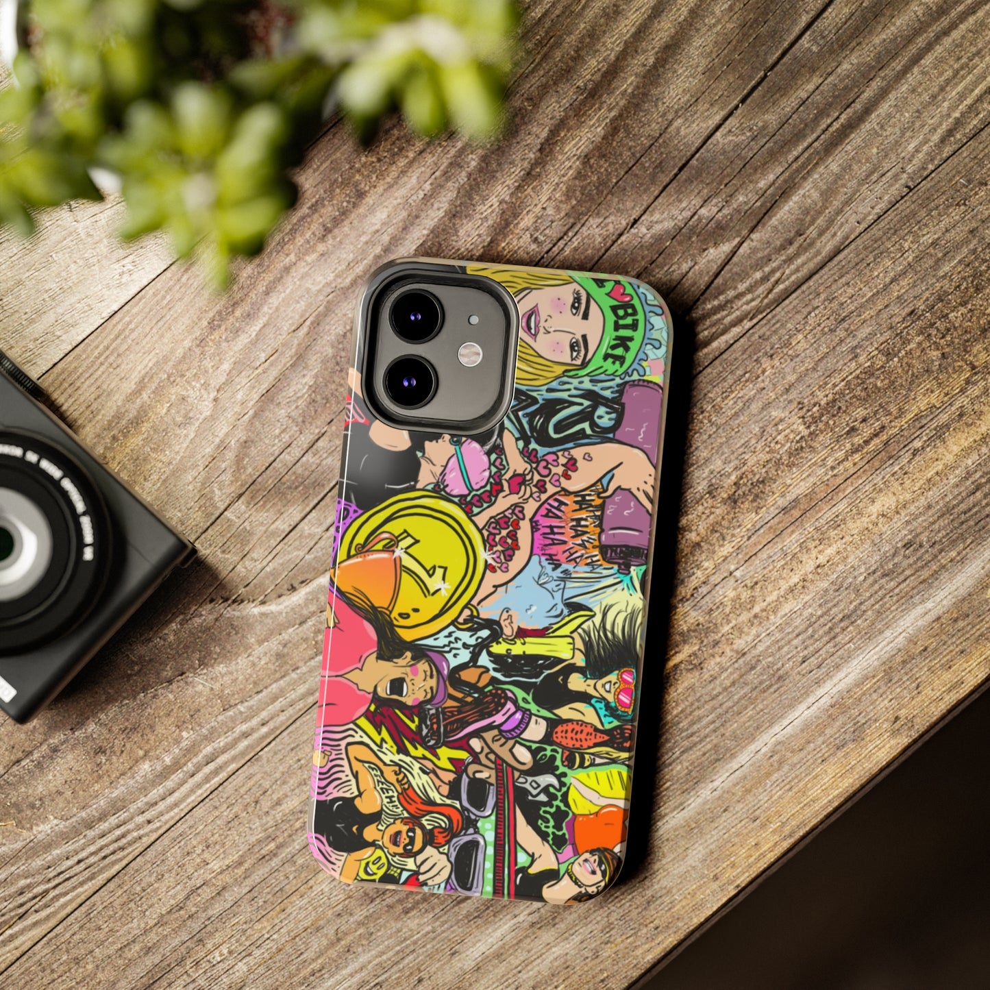 Colorful Graffiti Triathlon iPhone Case | Badass Women Triathletes | Impact-Resistant & Wireless Charging