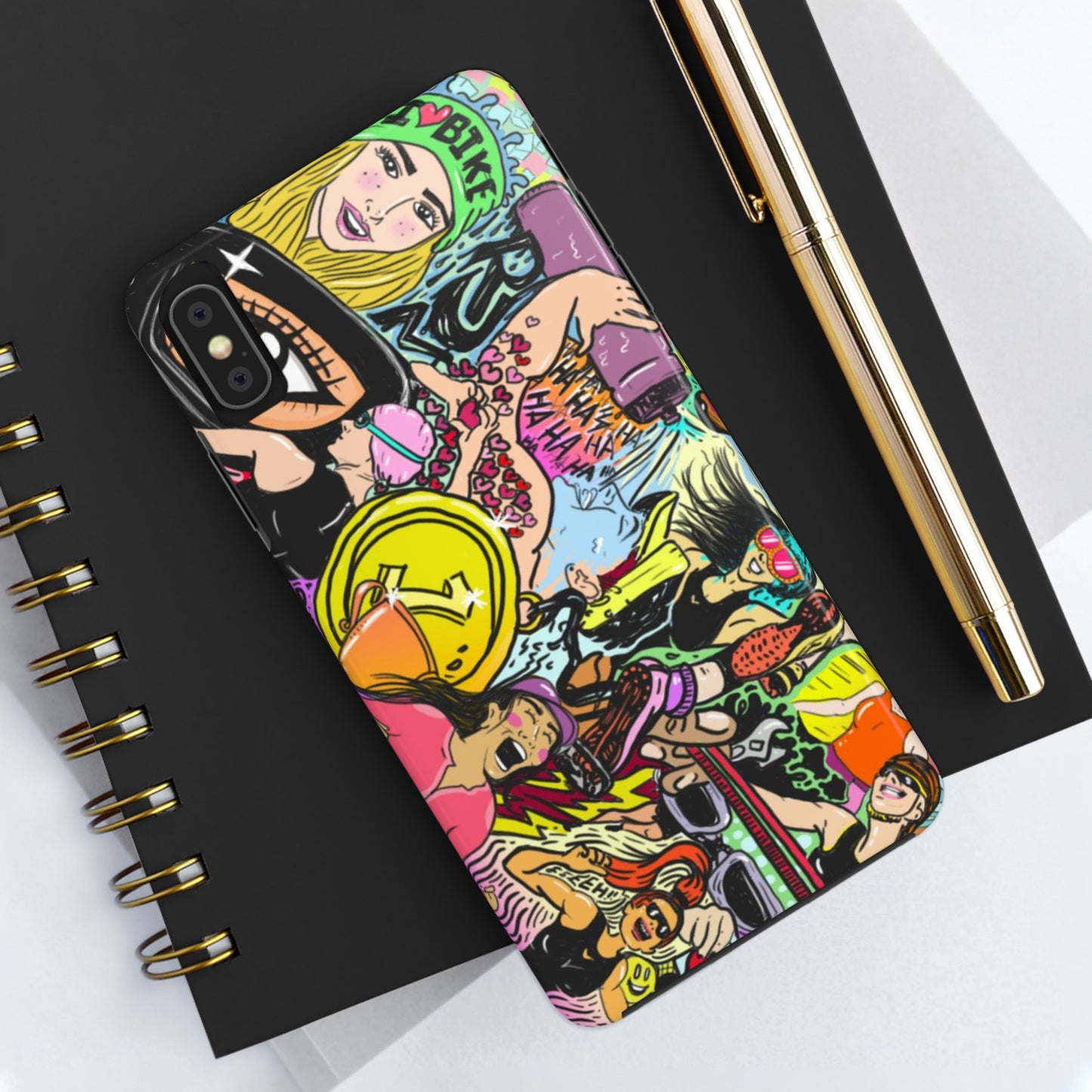 Colorful Graffiti Triathlon iPhone Case | Badass Women Triathletes | Impact-Resistant & Wireless Charging