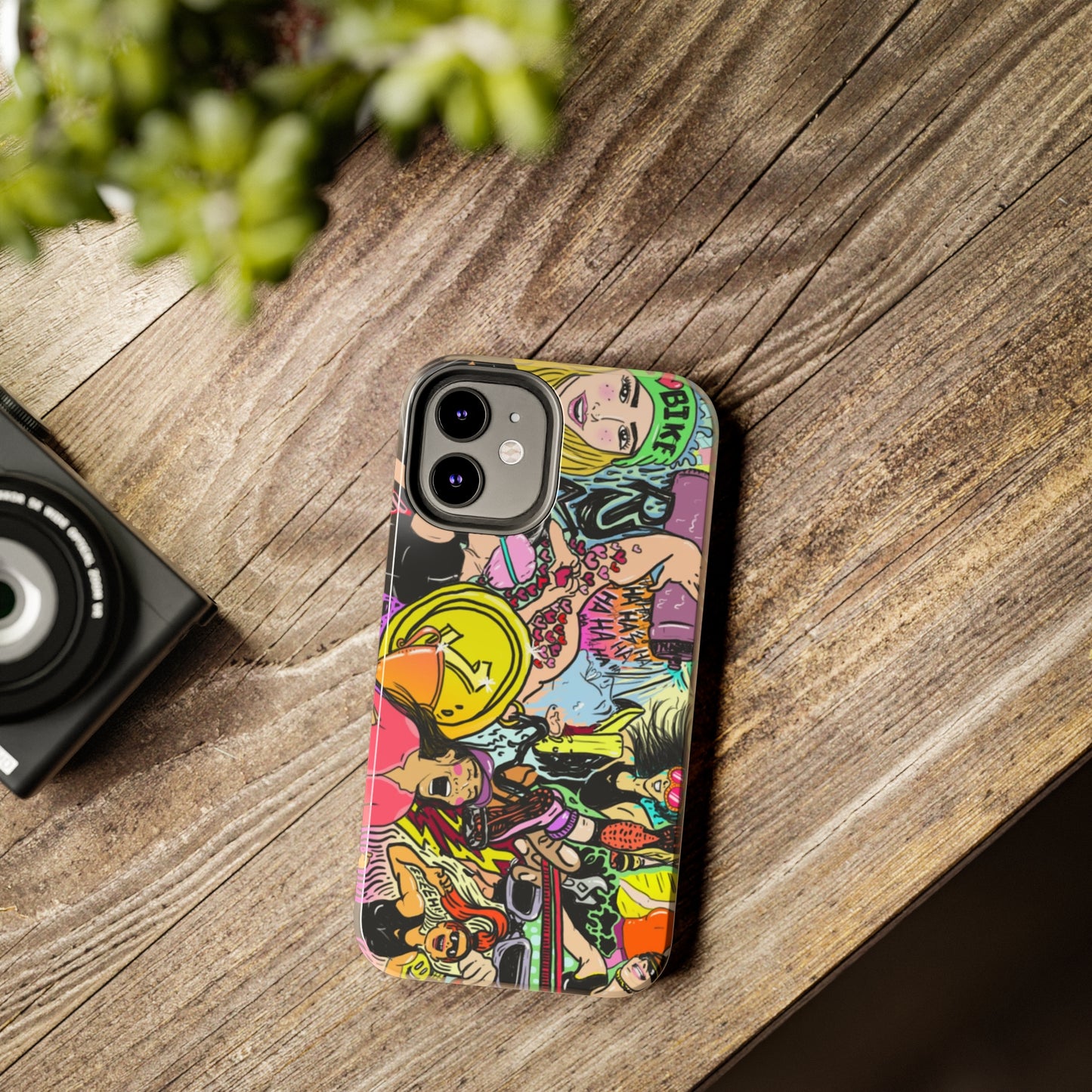 Colorful Graffiti Triathlon iPhone Case | Badass Women Triathletes | Impact-Resistant & Wireless Charging