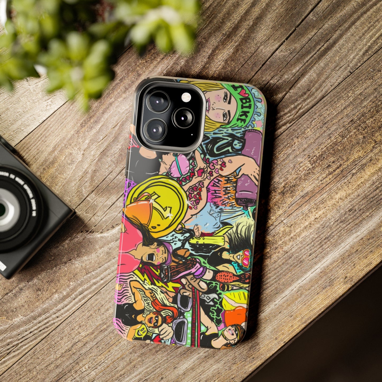 Colorful Graffiti Triathlon iPhone Case | Badass Women Triathletes | Impact-Resistant & Wireless Charging