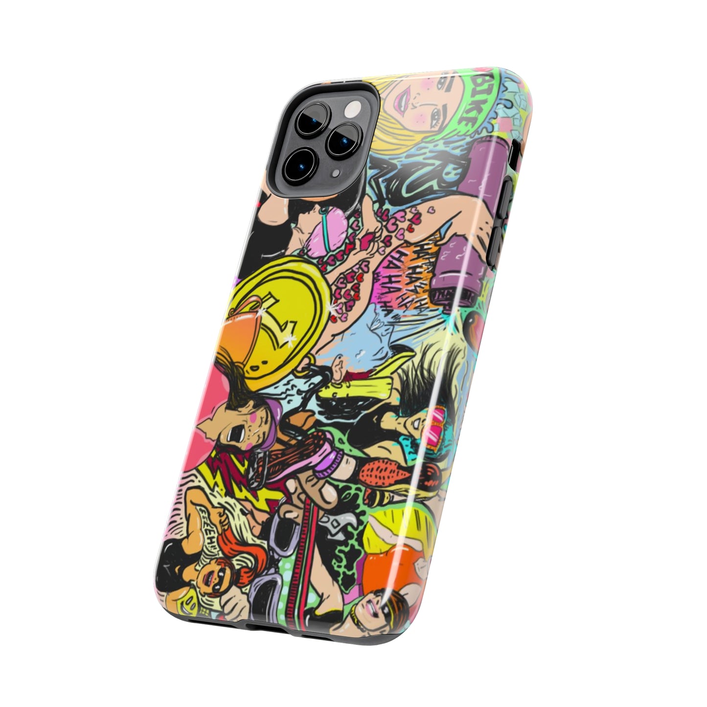 Colorful Graffiti Triathlon iPhone Case | Badass Women Triathletes | Impact-Resistant & Wireless Charging