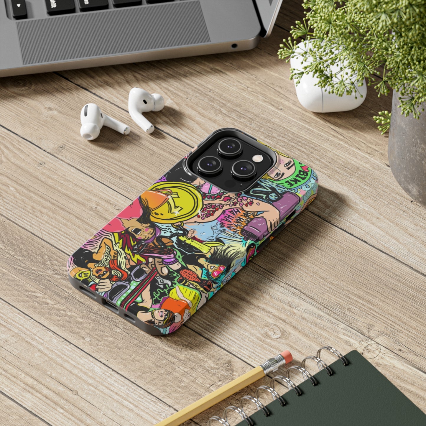 Colorful Graffiti Triathlon iPhone Case | Badass Women Triathletes | Impact-Resistant & Wireless Charging