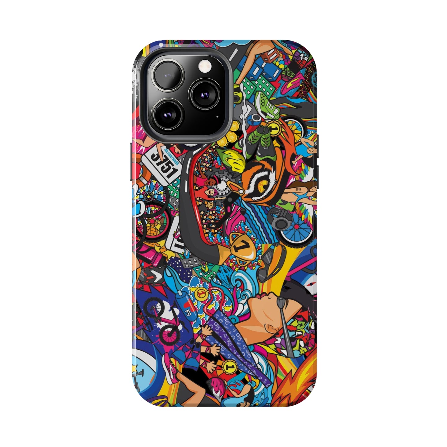 Diverse Women's Triathlete Mural iPhone Case | Swim, Bike, Run Art | Lightweight & Impact-Resistant