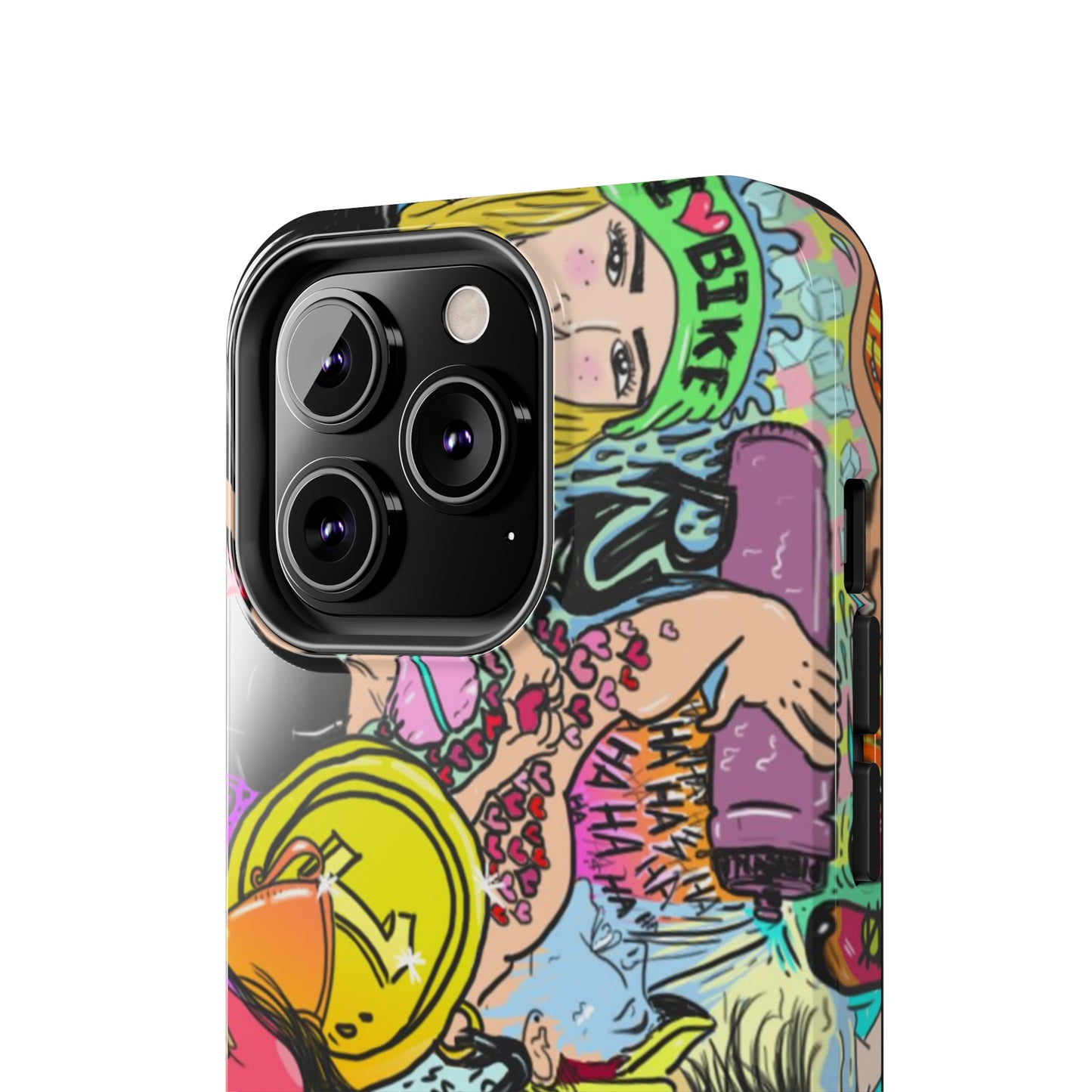 Colorful Graffiti Triathlon iPhone Case | Badass Women Triathletes | Impact-Resistant & Wireless Charging