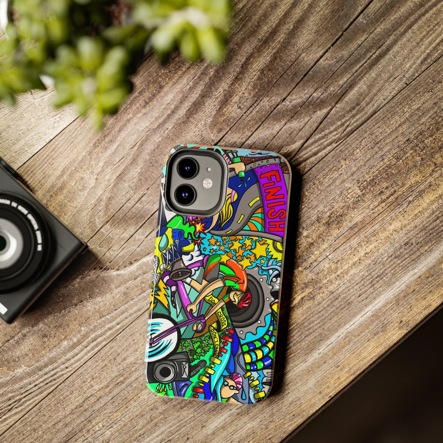 Colorful Triathlete Mural iPhone Case | Swim, Bike, Run Art | Lightweight & Impact-Resistant