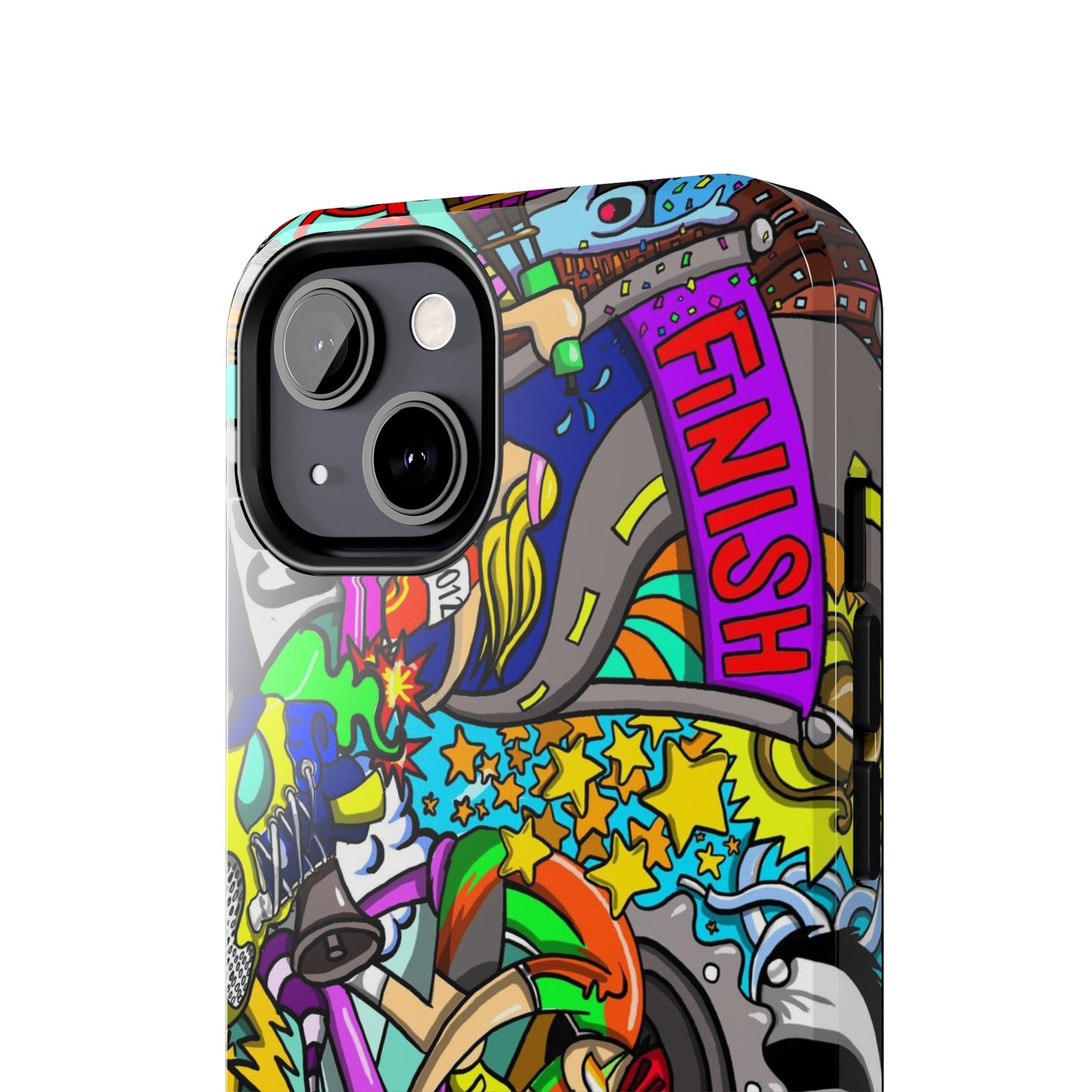 Colorful Triathlete Mural iPhone Case | Swim, Bike, Run Art | Lightweight & Impact-Resistant