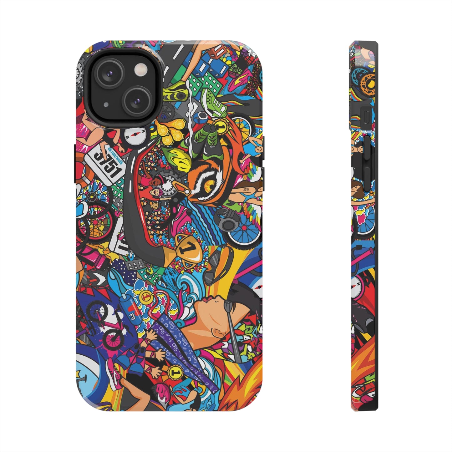 Diverse Women's Triathlete Mural iPhone Case | Swim, Bike, Run Art | Lightweight & Impact-Resistant