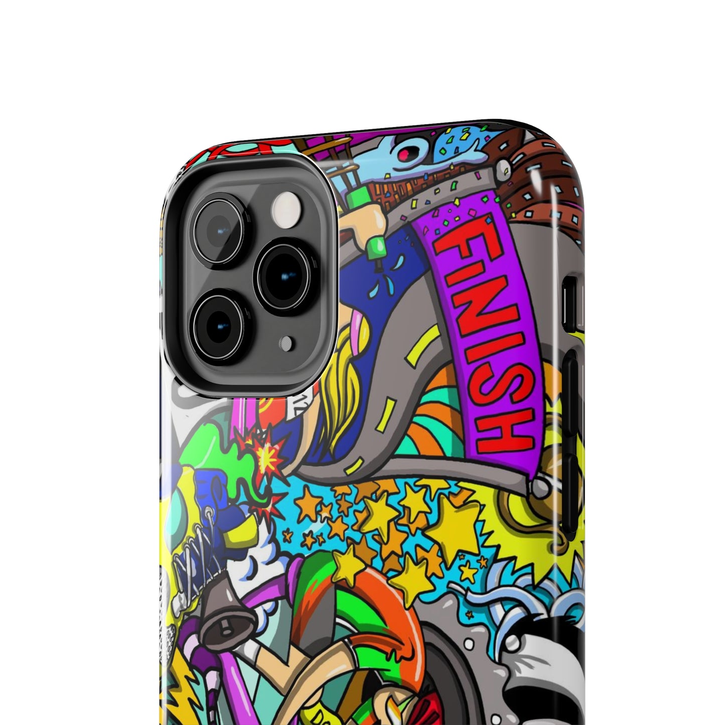 Colorful Triathlete Mural iPhone Case | Swim, Bike, Run Art | Lightweight & Impact-Resistant