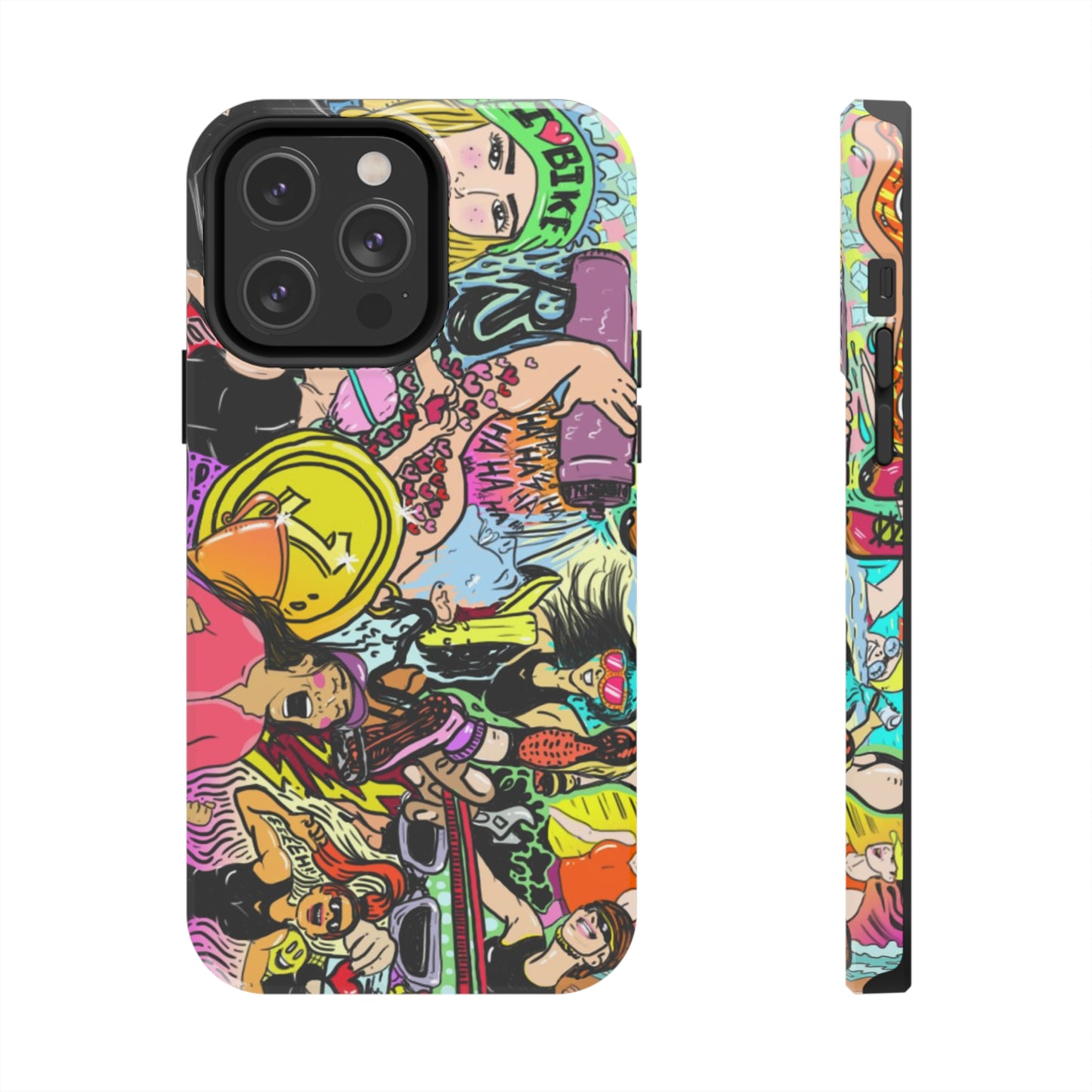 Colorful Graffiti Triathlon iPhone Case | Badass Women Triathletes | Impact-Resistant & Wireless Charging