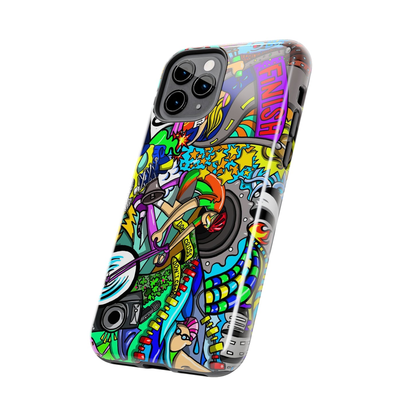 Colorful Triathlete Mural iPhone Case | Swim, Bike, Run Art | Lightweight & Impact-Resistant