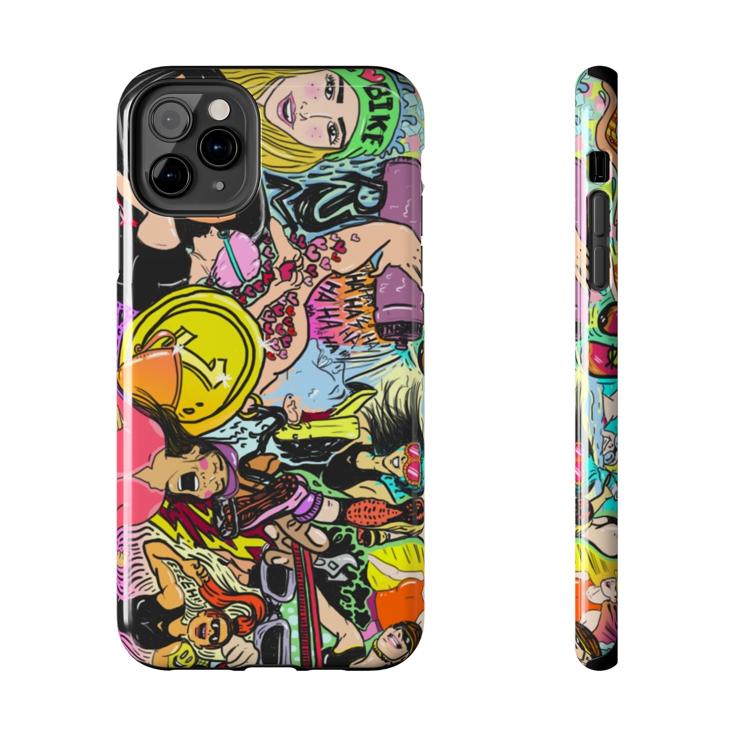 Colorful Graffiti Triathlon iPhone Case | Badass Women Triathletes | Impact-Resistant & Wireless Charging