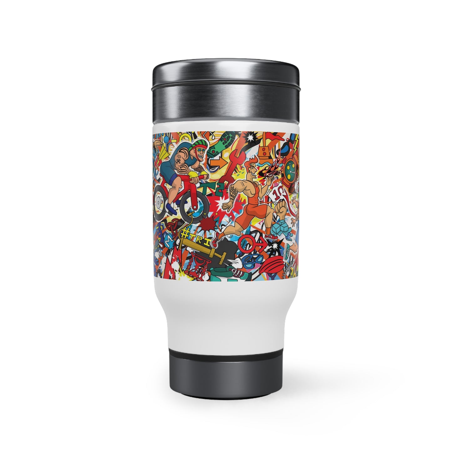 Macho Men Triathletes Stainless Steel Travel Mug - Sip & Stride with Swagger!