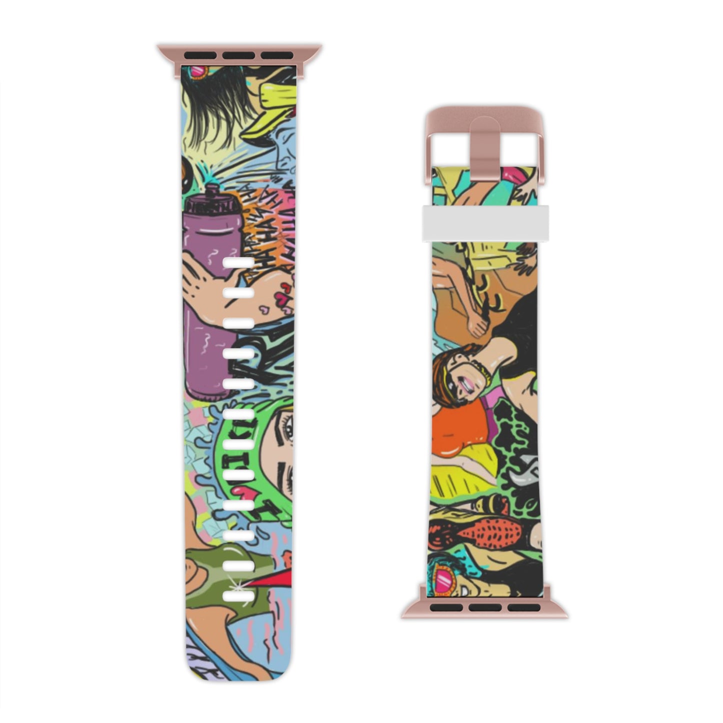 Colorful Women's Triathlon Graffiti Apple Watch Band | Swim, Bike, Run Design | Sweat-Proof & Premium Quality